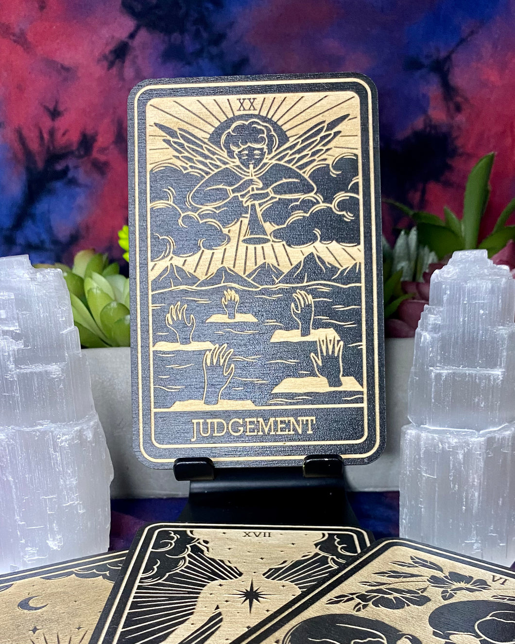 Judgement Tarot Card | Major Arcana | Mystic Wooden Major Arcana Tarot | Witchy Birch Major Arcana Décor Card | Painted Black