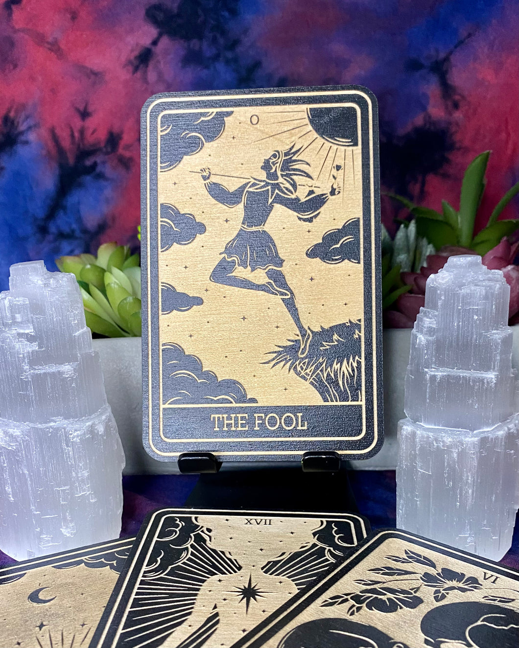 0 | The Fool Tarot Card | Major Arcana | Mystic Wooden Major Arcana Tarot | Witchy Birch Major Arcana Décor Card | Painted Black