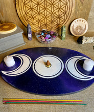 Load image into Gallery viewer, moon trio moon phase incense burner incense holder candle holder tealight holder
