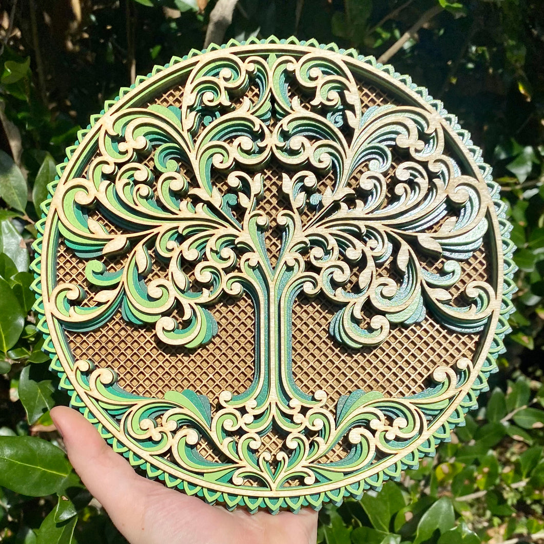 Multi-Layered Laser Cut Wall Decor Wooden Tree of Life