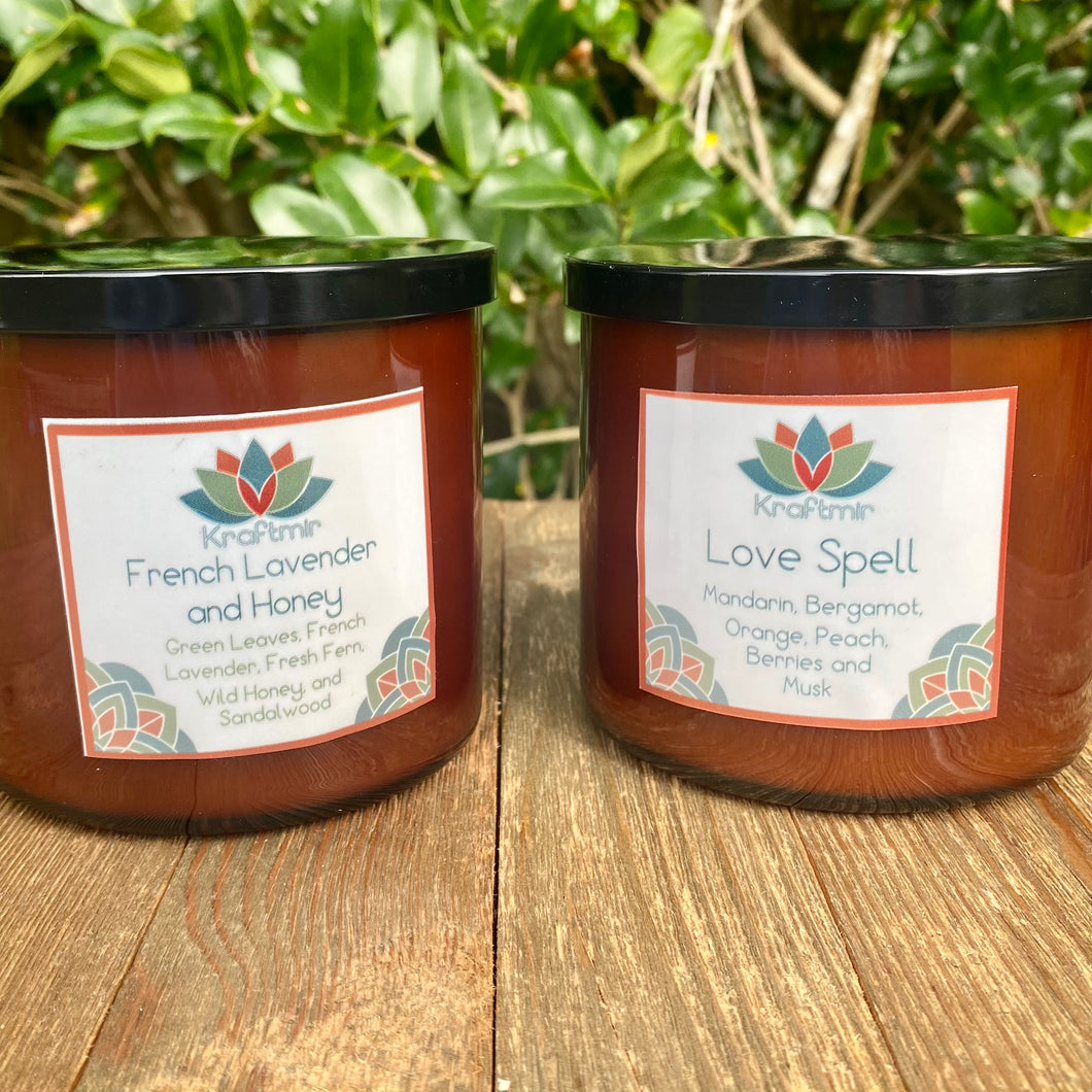 French Lavender and Honey 15 oz Jar Candle with Lid | Love Spell 15 oz Jar Candle with Lid