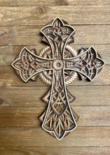 Load image into Gallery viewer, Multi-Layered Laser Cut Wall Decor Wooden Cross
