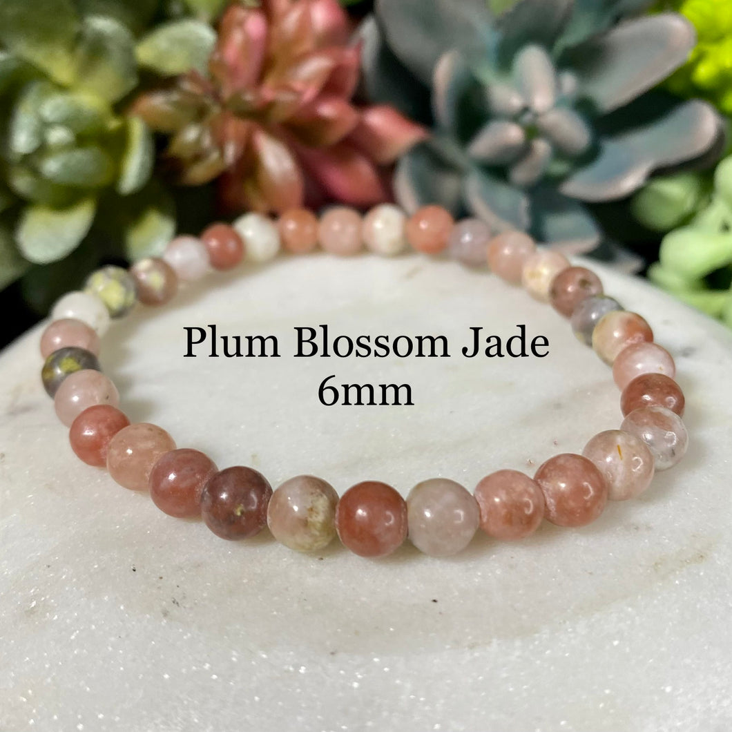 Plum Blossom Jade Bracelet - 6mm