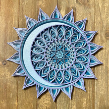 Load image into Gallery viewer, Multi-Layered Laser Cut Wall Decor Wooden Sun and Moon Eclipse

